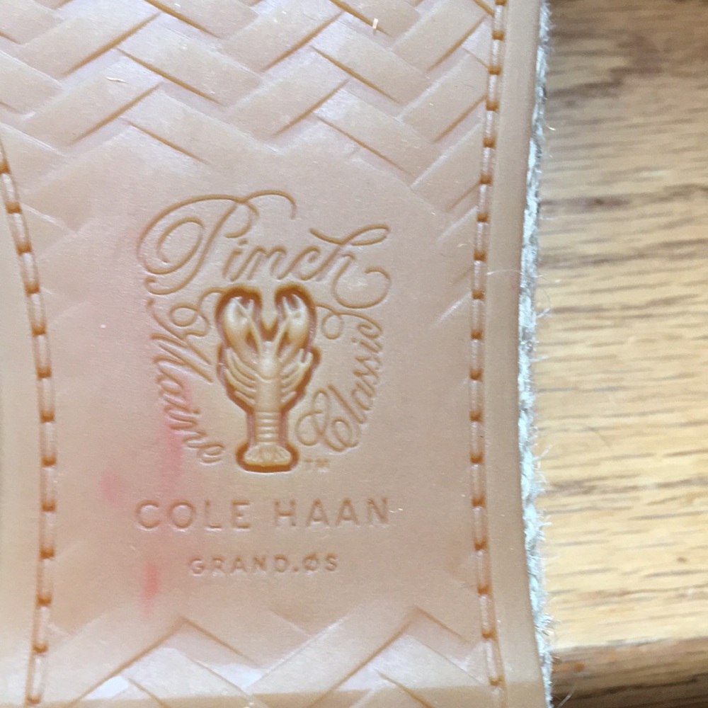 Cole Haan navy pinch marine classics  leather jute wedges size 7 made in India - Picture 5 of 10